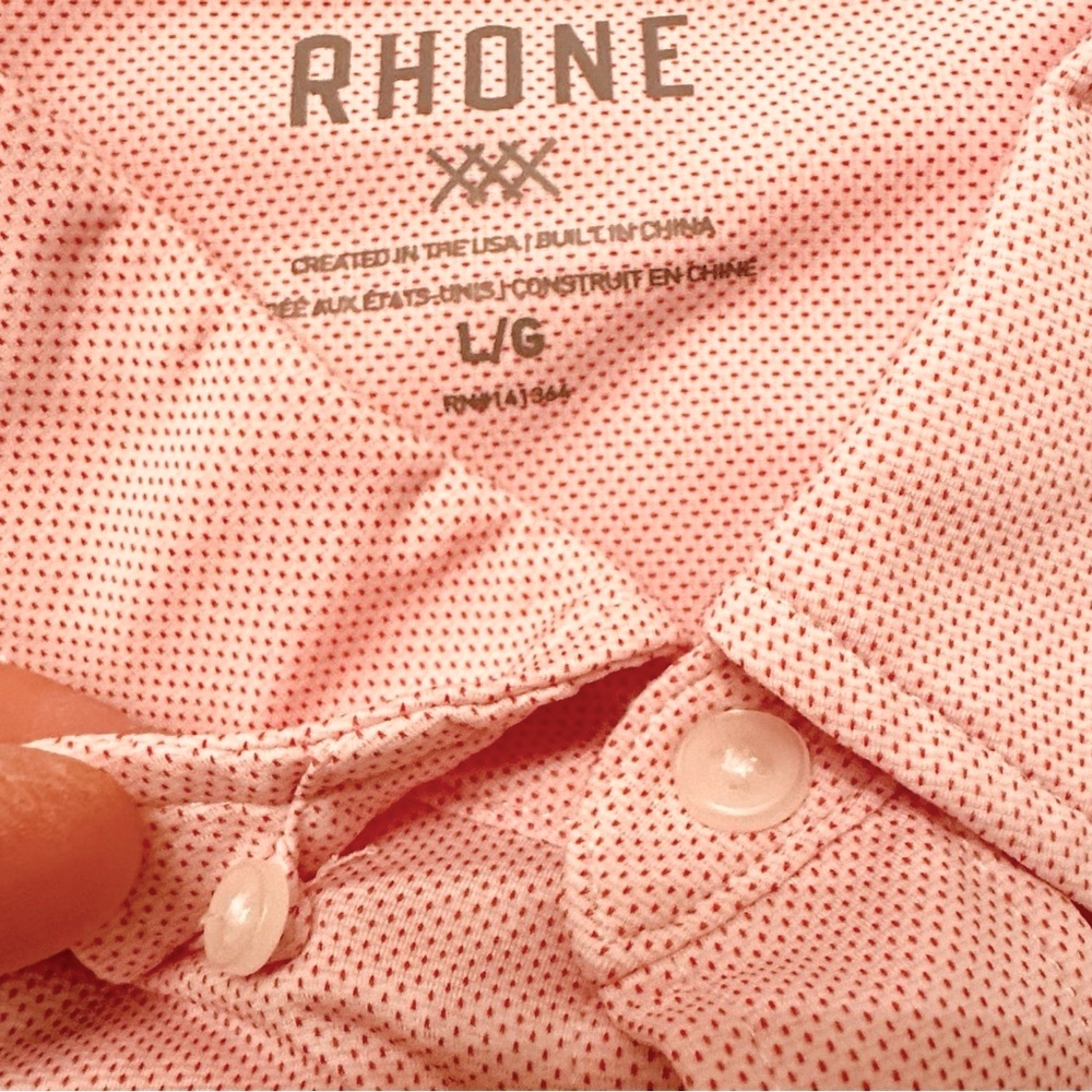 🔥Sold🔥 RHONE Men's Large, Light Pink Micro Dot,Hidden Button Down, Performance,